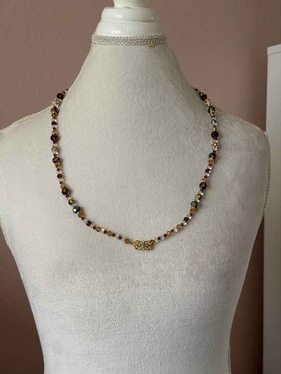 Sterling Jewelry - Vintage Gold-Tone "Terling" Hallmark Butterfly Clasp Crystal Necklace